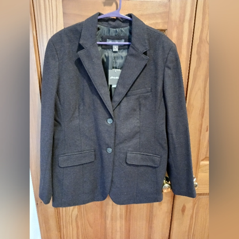 Eddie Bauer wool blazer herringbone beautifully made 18 Tall New Without Tags